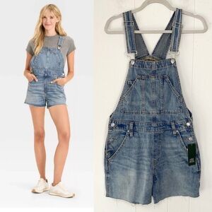 Denim Shortalls Overalls Shorts Cutoff Wild Fable Medium Wash Size XS NWT